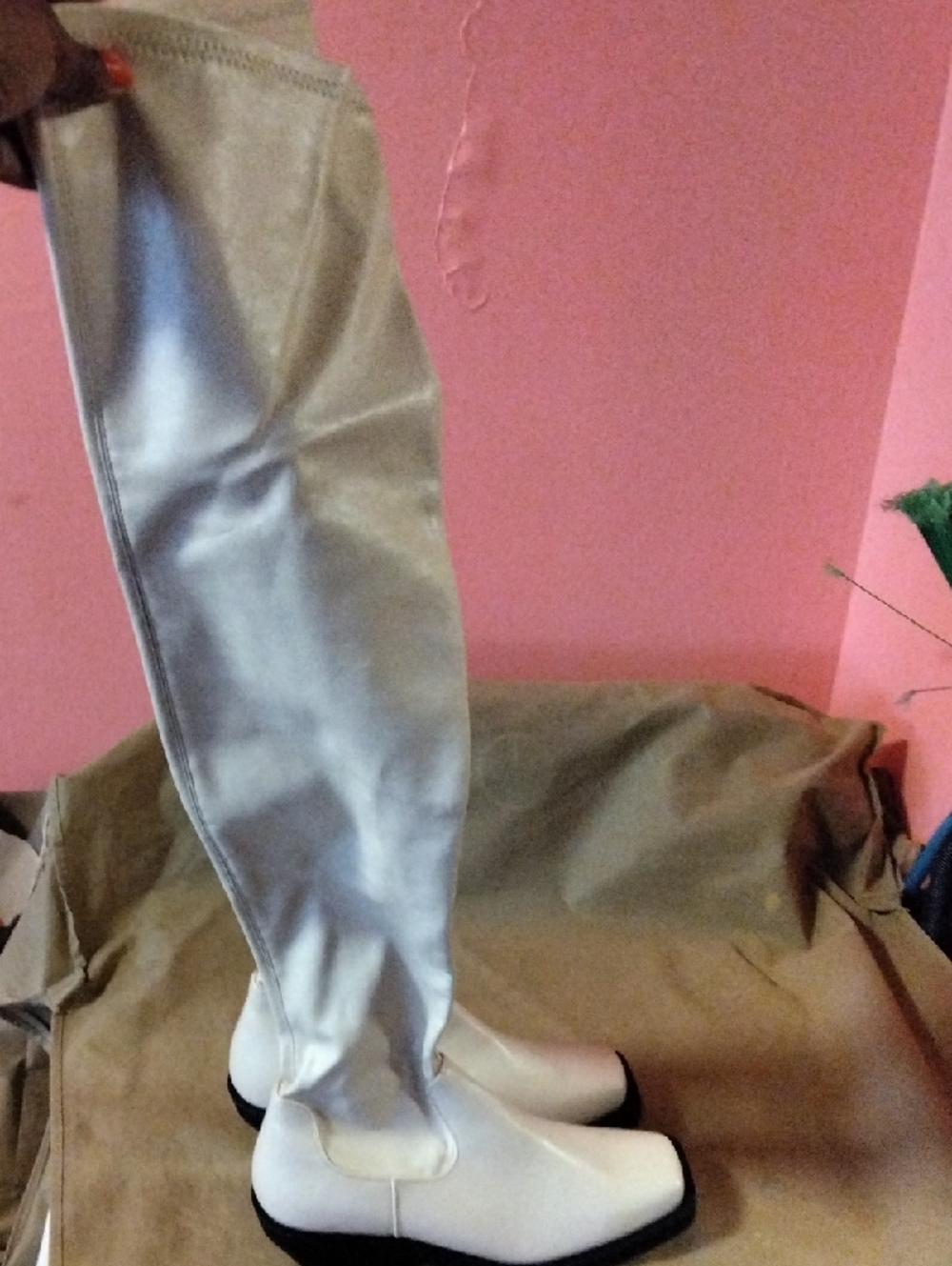 Over-the-Knee White Women's Stretch Boots